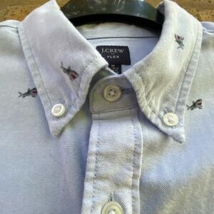 J. Crew Light Blue Men's Casual Shirt with small whale pattern